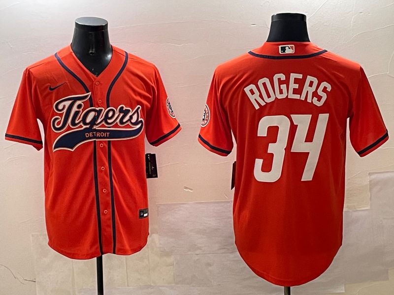 Men Detroit Tigers #34 Rogers Orange Joint Name Game 2025 Nike MLB Jersey style 5->detroit tigers->MLB Jersey